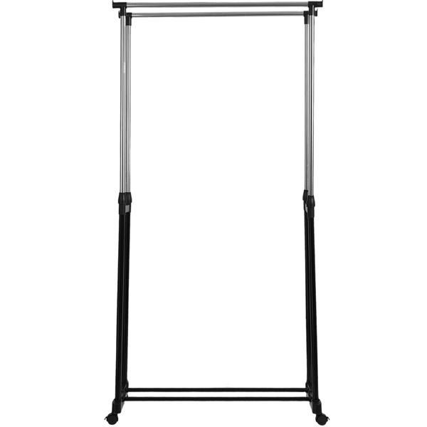 Mobile clothes rack with double clothes rail – 80 cm wide – Height‑adjustable from 90 to 160 cm – Stable wardrobe stand for your clothing