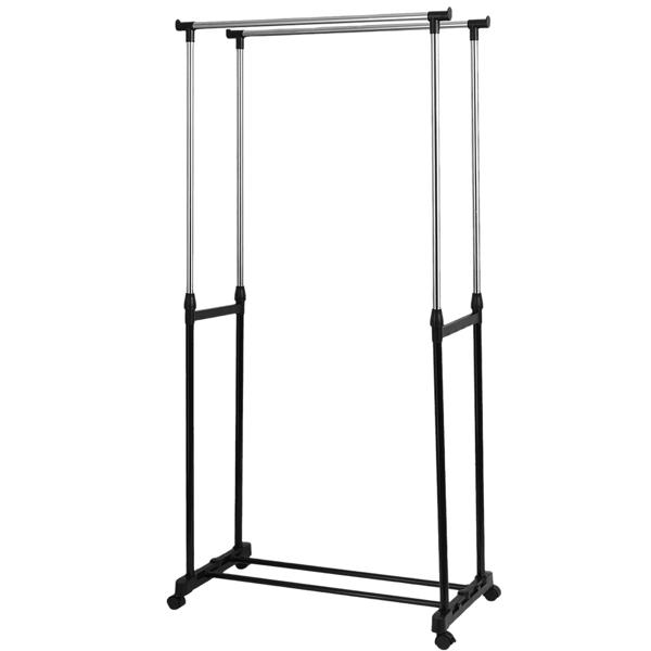 Mobile clothes rack with double clothes rail – 80 cm wide – Height‑adjustable from 90 to 160 cm – Stable wardrobe stand for your clothing