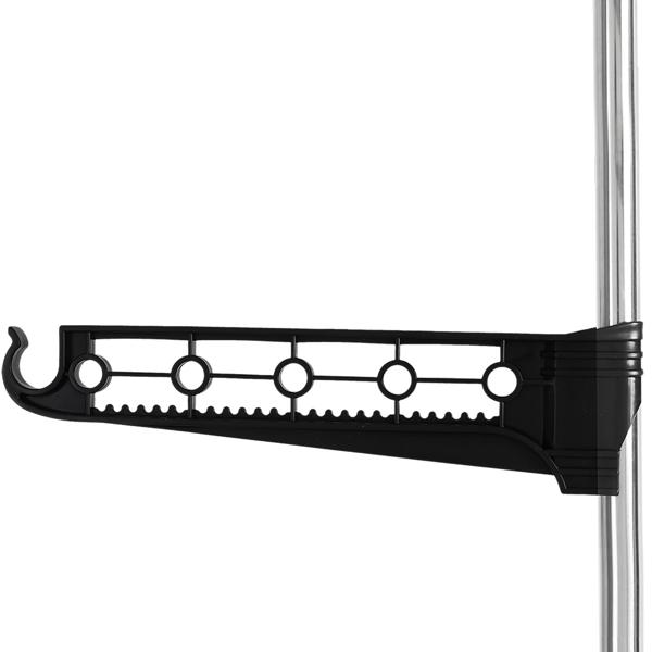 Mobile clothes rack with double clothes rail, extendable & height-adjustable – wardrobe stand with castors, shoe rack and side hanging wings