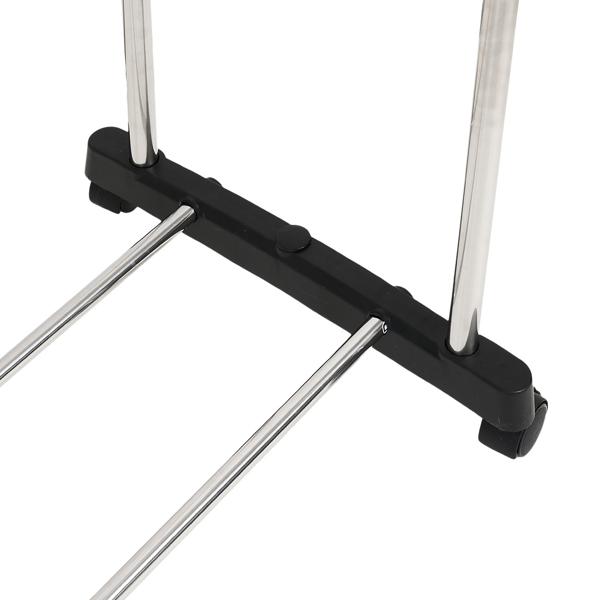 Mobile clothes rack with double clothes rail, extendable & height-adjustable – wardrobe stand with castors, shoe rack and side hanging wings