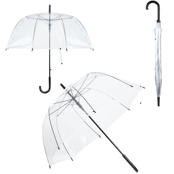 2er-Set Transparenter Regenschirm mit Automatik, 85 cm Durchmesser, klarer Glockenschirm für Damen & Herren, robuster Stockschirm mit Einhand-Öffnung
