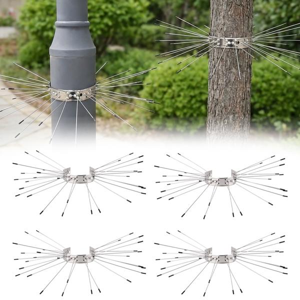 Efficace cintura anti‑martora set da 4 in acciaio inox, protezione anti‑arrampicata per pluviali e alberi, difesa contro procioni e gatti, montaggio semplice