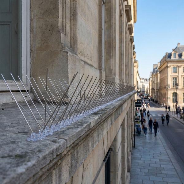 Effective set of 5 pigeon deterrent spikes, 3-row stainless steel, 2.5 m – individually adjustable – robust defence spikes for optimal bird protection