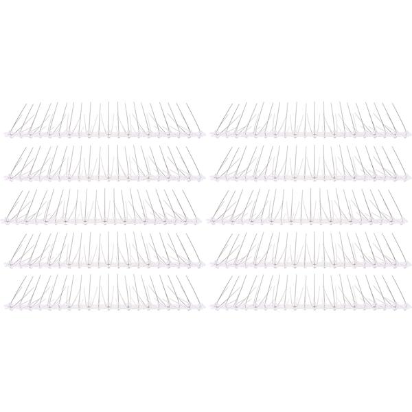 Effective set of 10 pigeon deterrent spikes, 3‑row stainless steel, 5 m – individually adjustable – robust deterrent spikes for optimal bird protection