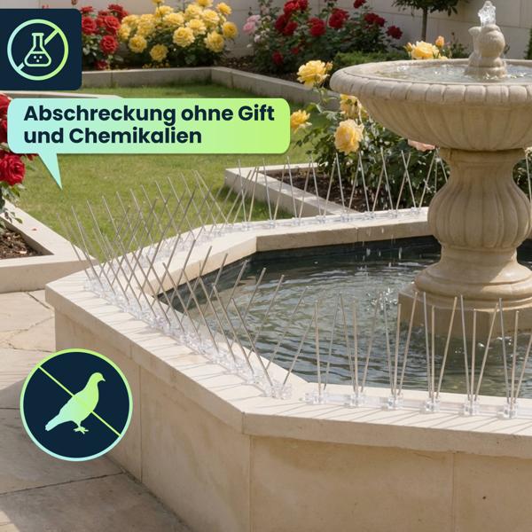 Effektive 10er-Set Taubenabwehr Spikes, 3-reihig Edelstahl, 5m - individuell anpassbar - Robuste Abwehr-Spitzen für optimalen Vogelschutz