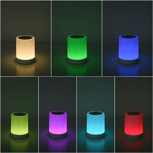 Lampe de table rechargeable avec commande tactile, 6 couleurs de lumière et blanc chaud, recharge pratique par USB‑C, anse intégrée pour la suspendre