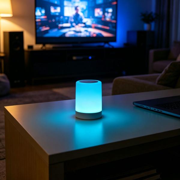Lampe de table rechargeable avec commande tactile, 6 couleurs de lumière et blanc chaud, recharge pratique par USB‑C, anse intégrée pour la suspendre