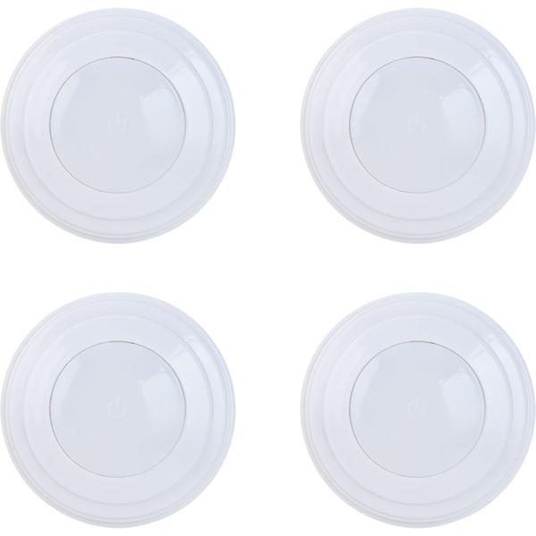 4er-Set LED Push-Lichter mit Fernbedienung: 12 Farben, Farbewechsel - Klebe-Leuchten für Schrank, Regale, Vitrine - Nachtlicht dimmbar mit Timer