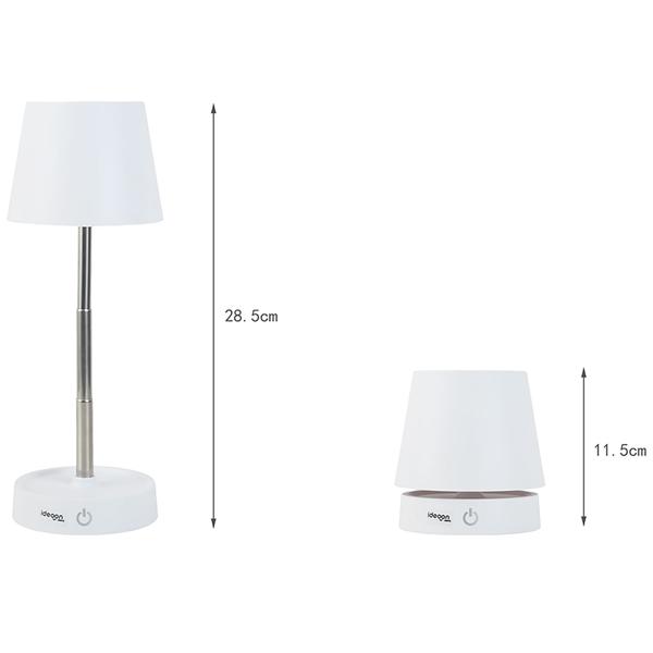2er-Set Edle LED Tischleuchte dimmbar & aufladbar: Akku Nachttischlampe modern, Höhe verstellbar, warmweiss - kabellose Leselampe in Edelstahl-Design