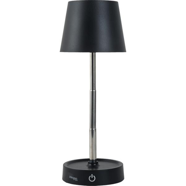 Edle LED Tischleuchte dimmbar & aufladbar: Akku Nachttischlampe modern, Höhe verstellbar, warmweiss - kabellose Leselampe in Edelstahl-Design