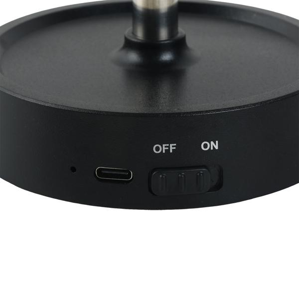 Edle LED Tischleuchte dimmbar & aufladbar: Akku Nachttischlampe modern, Höhe verstellbar, warmweiss - kabellose Leselampe in Edelstahl-Design