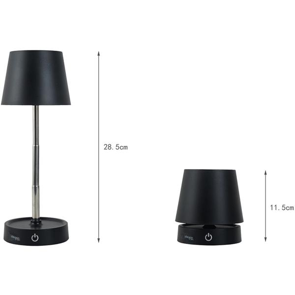 Edle LED Tischleuchte dimmbar & aufladbar: Akku Nachttischlampe modern, Höhe verstellbar, warmweiss - kabellose Leselampe in Edelstahl-Design