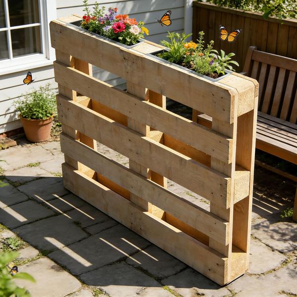 Set di 8 fioriere premium per pallet europei in metallo zincato, inserto per pallet con 3 fori di scarico, cassetta da fiori per mobili in pallet, argento