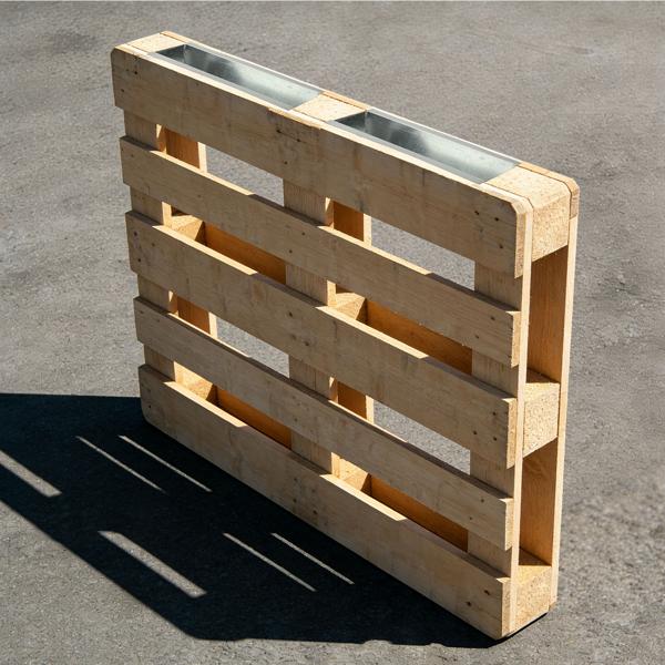 Set di 8 fioriere premium per pallet europei in metallo zincato, inserto per pallet con 3 fori di scarico, cassetta da fiori per mobili in pallet, argento