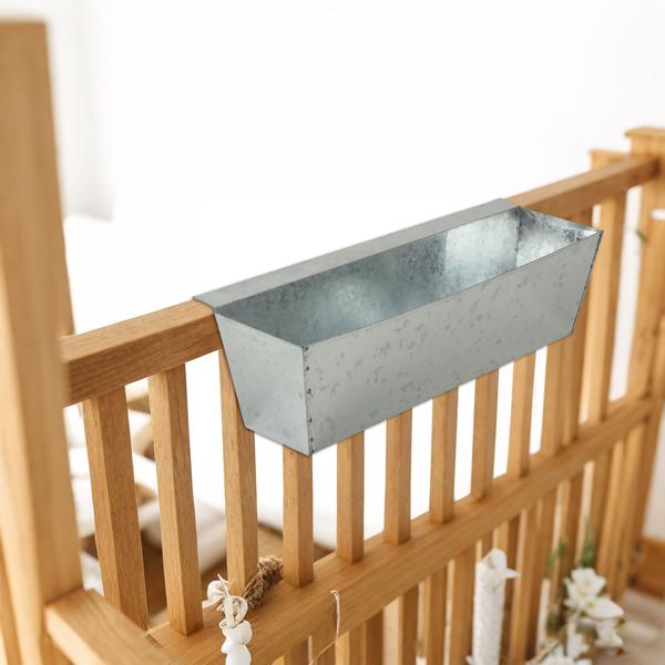 Set di 6 fioriere premium per pallet Europe con barra di sospensione in metallo zincato, inserto per pallet e cassetta da balcone per corrimano fino a 2,5 cm di larghezza, argento