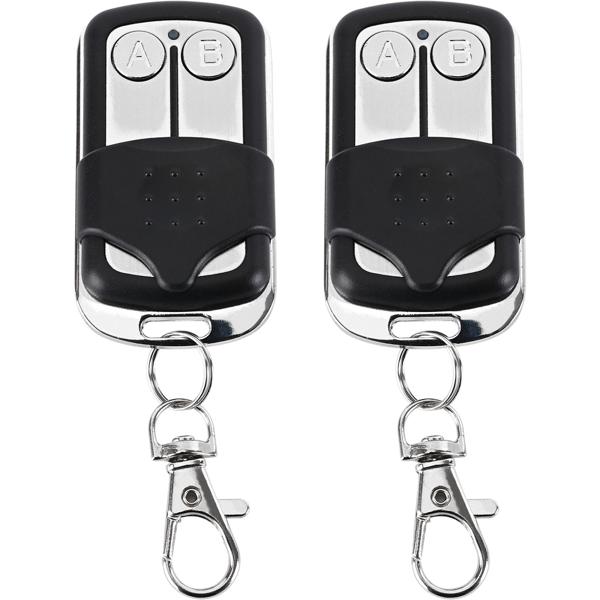 Set di 2 trasmettitori portatili radio 433,92 MHz per porte da garage a codice fisso, telecomando programmabile a 2 canali, modulazione AM/FM, incluso portachiavi
