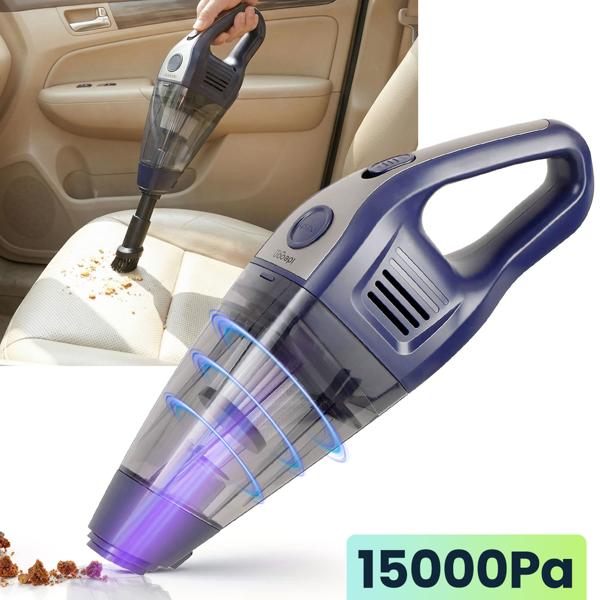 Akku Handstaubsauger 15000Pa stark – Beutelloser Tischstaubsauger leise mit Brushless Motor für Auto, Tastatur, u.v.m. - inklusive Zubehör