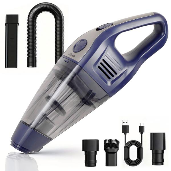 Akku Handstaubsauger 15000Pa stark – Beutelloser Tischstaubsauger leise mit Brushless Motor für Auto, Tastatur, u.v.m. - inklusive Zubehör