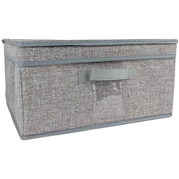 Boîte de rangement en tissu pliable avec couvercle, gris, 39x28x19 cm – idéale pour étagères, armoires, jouets et plus encore