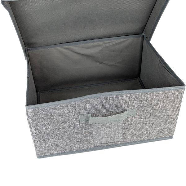 Boîte de rangement en tissu pliable avec couvercle, gris, 39x28x19 cm – idéale pour étagères, armoires, jouets et plus encore