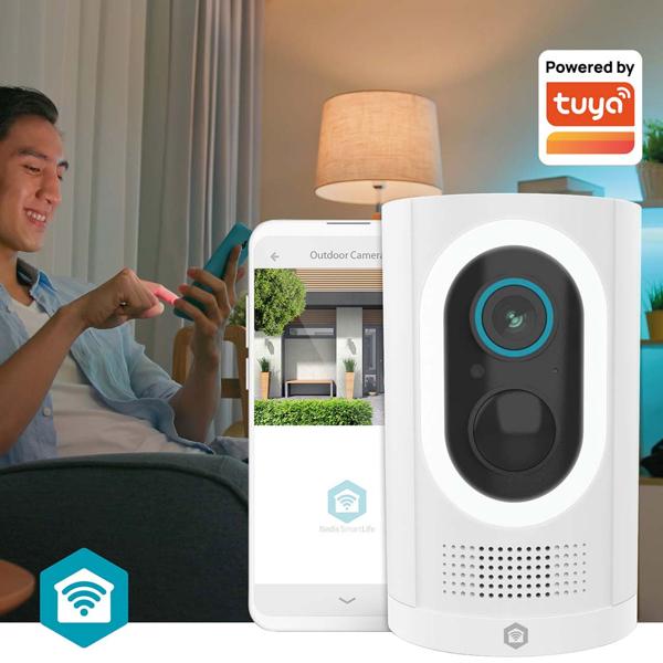 Lot de 2 : caméra de surveillance Wi‑Fi à batterie, capteur de mouvement, 100 % sans fil, 3 MP & panneau solaire pour caméra IP SmartLife, câble de 3 m, 3 W, résistant aux intempéries