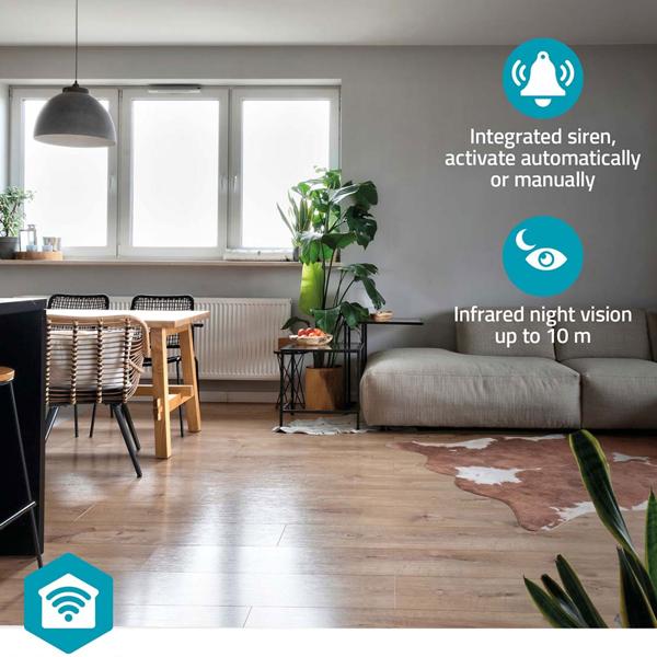 Reliable Wi-Fi indoor surveillance camera 3MP HD (1296p) with siren & smart person detection for burglary protection - Absolute privacy