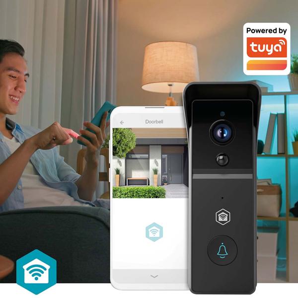 SmartLife video door intercom with motion sensor, black – Crystal-clear 3MP video doorbell, Wi‑Fi, for maximum security and smart home automation