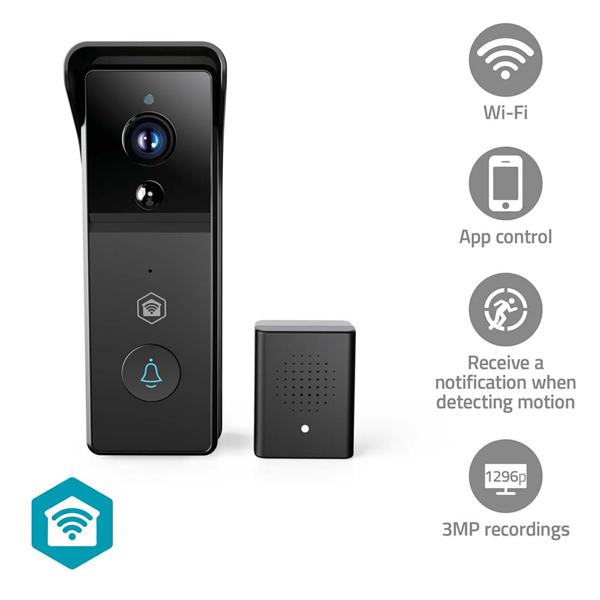 SmartLife video door intercom with motion sensor, black – Crystal-clear 3MP video doorbell, Wi‑Fi, for maximum security and smart home automation