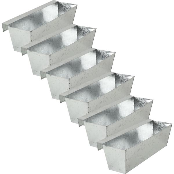 Set di 6 fioriere premium per pallet Europe con barra di sospensione in metallo zincato, inserto per pallet e cassetta da balcone per corrimano fino a 2,5 cm di larghezza, argento