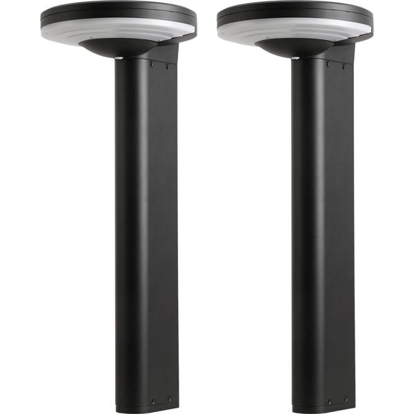 2er-Set Premium Solar Säulen-Wegeleuchte aus Aluminium in Schwarz, 300lm helle SMD-LEDs, Dämmerungssensor & 2 Leuchtmodi, wetterfeste Gartenlampe modern