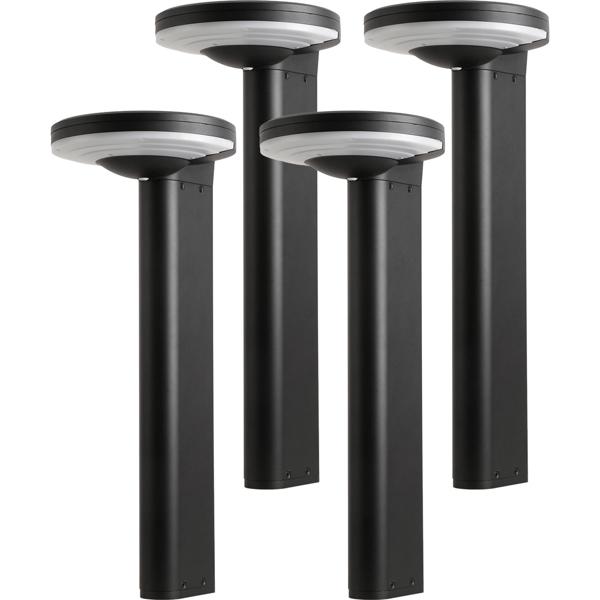 4er-Set Premium Solar Säulen-Wegeleuchte aus Aluminium in Schwarz, 300lm helle SMD-LEDs, Dämmerungssensor & 2 Leuchtmodi, wetterfeste Gartenlampe modern