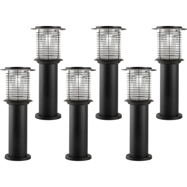 6er-Set Solar Gartenlampe mit Mückenvernichter aus Edelstahl, 2in1 LED Wegeleuchte Schwarz, Warmweiss 300lm & UV Insektenschutz 15lm, IP44, 25 x 60 cm