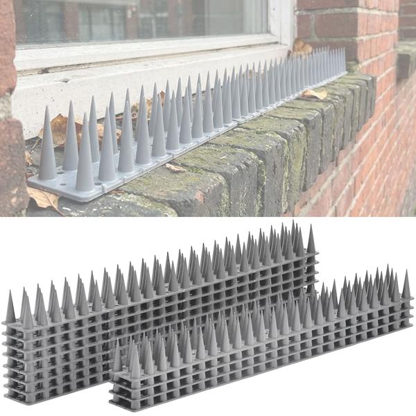 Set of 12 pigeon spikes grey 5.4 m – effective polycarbonate bird deterrent – 3-row spikes against pigeons, seagulls, martens, cats & squirrels