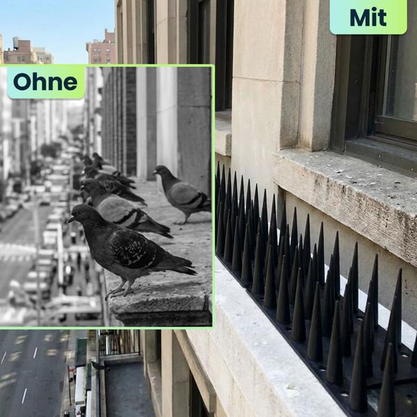 12er Set Taubenspikes Schwarz 5,4m - Effektive Vogelabwehr aus Polycarbonat - 3-reihige Abwehrspikes gegen Tauben, Möwen, Marder, Katzen & Eichhörnchen