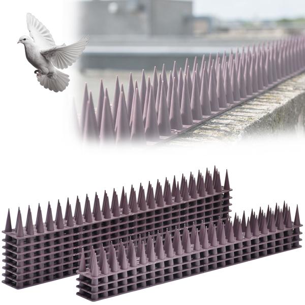 Set of 12 brown pigeon spikes 5.4 m – effective polycarbonate bird control – 3-row deterrent spikes against pigeons, seagulls, martens, cats & squirrels