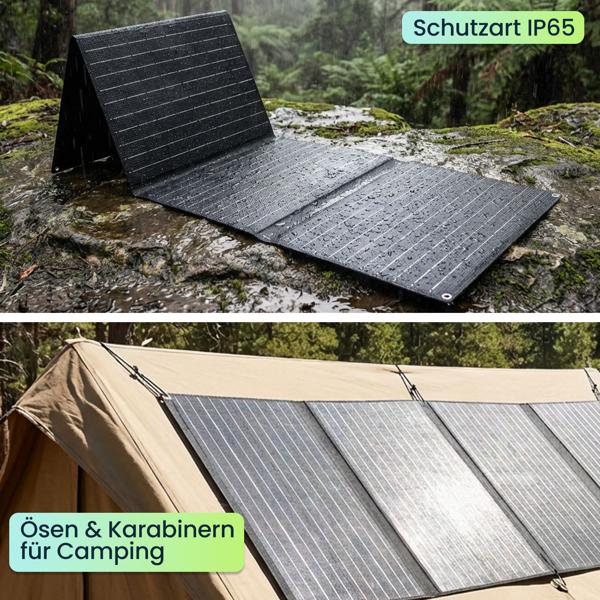 Powerstation 155Wh 42000mAh Solar-Generator Set inkl. 40W Solarpanel, 230V AC Steckdose, USB-C QC 3.0, DC Output & LED für Camping