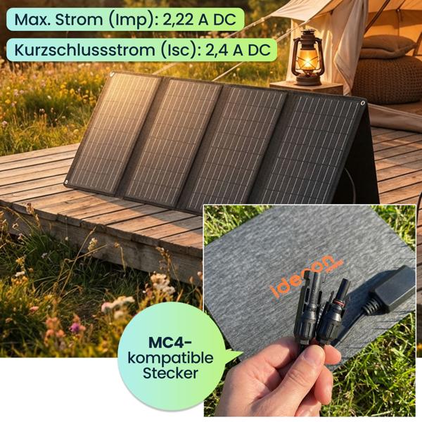 Powerstation 155Wh 42000mAh Solar-Generator Set inkl. 40W Solarpanel, 230V AC Steckdose, USB-C QC 3.0, DC Output & LED für Camping