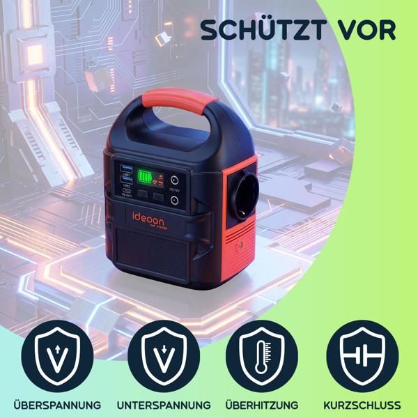 Mobiles Powerstation Set 88,8Wh mit 20W Solarmodul, 230V Steckdose, 100W, USB-C PD 65W, Solargenerator mit LED-Leuchte für Camping & Outdoor