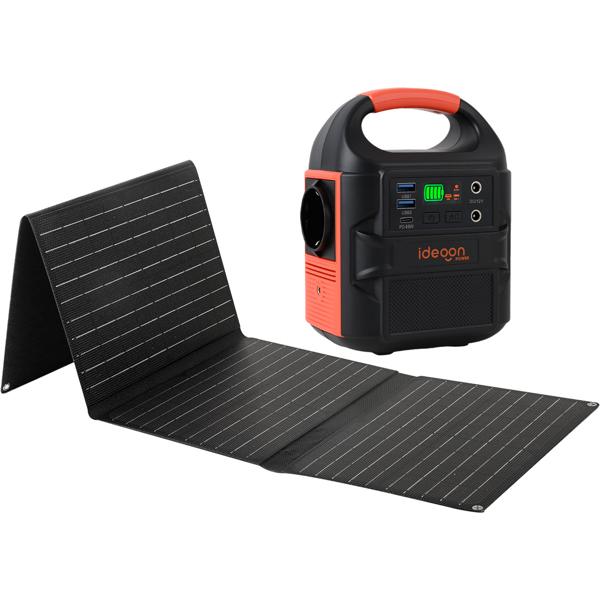 Mobiles Powerstation Set 88,8Wh mit 40W Solarpanel faltbar, 230V Steckdose, 100W, USB-C PD 65W, Solargenerator mit LED-Leuchte für Camping & Outdoor