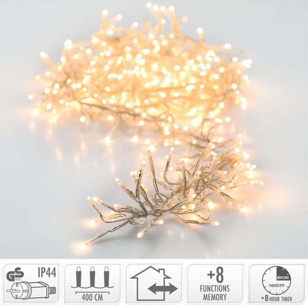 Catena luminosa a grappolo natalizia 576 LED bianco caldo – IP44 esterno & interno, 4,2 m catena a grappolo scintillante per un‘atmosfera accogliente