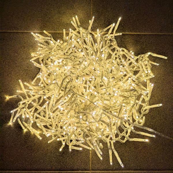 Catena luminosa a grappolo natalizia 576 LED bianco caldo – IP44 esterno & interno, 4,2 m catena a grappolo scintillante per un‘atmosfera accogliente