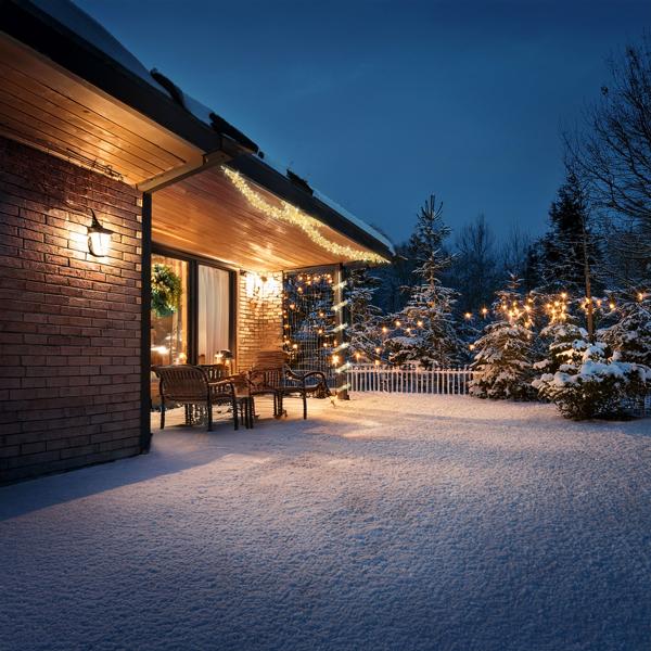 Catena luminosa a grappolo natalizia 576 LED bianco caldo – IP44 esterno & interno, 4,2 m catena a grappolo scintillante per un‘atmosfera accogliente