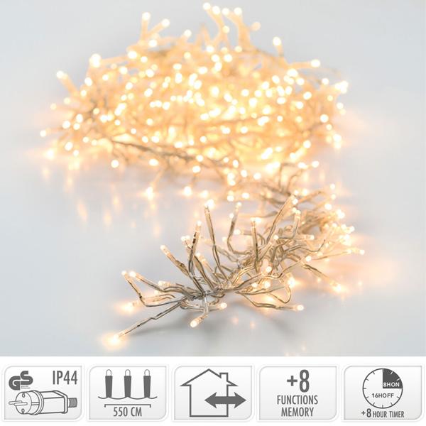 Catena luminosa cluster natalizia 768 LED bianco caldo – IP44 esterno & interno, 5,6 m catena a grappolo scintillante per un‘atmosfera accogliente
