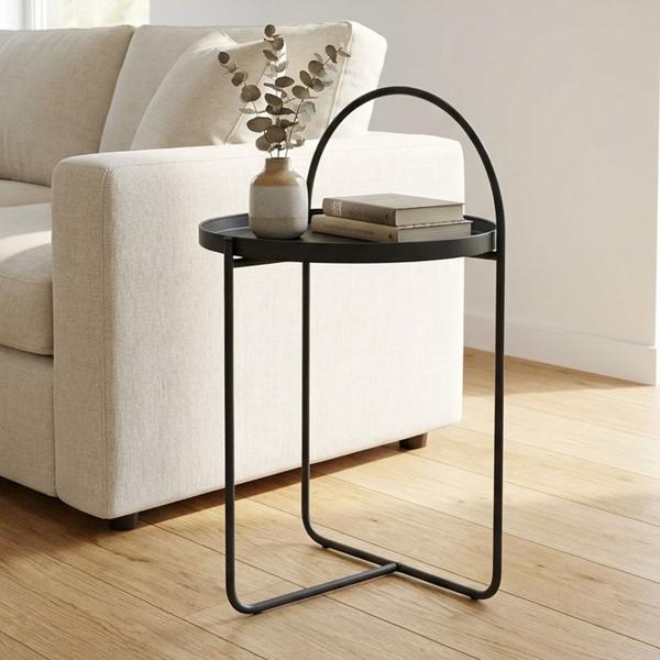 Beautiful Black Side Table - 40x40x65 with Arch - Modern and Elegant Storage Table - Perfect for the Living Room & as a Nightstand