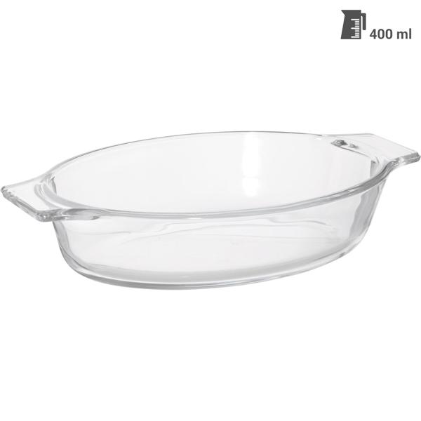 Borosilicate glass baking dish 400 ml: oven-safe baking dish, heat-resistant, 19.6x11.3 cm. Perfect for gratins, lasagne & desserts