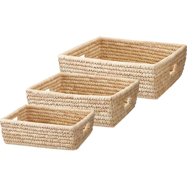 Set de paniers de rangement 3 pièces, rectangulaires, robustes avec poignées pour salle de bain, étagère, chambre et bureau – Organisation facilitée !