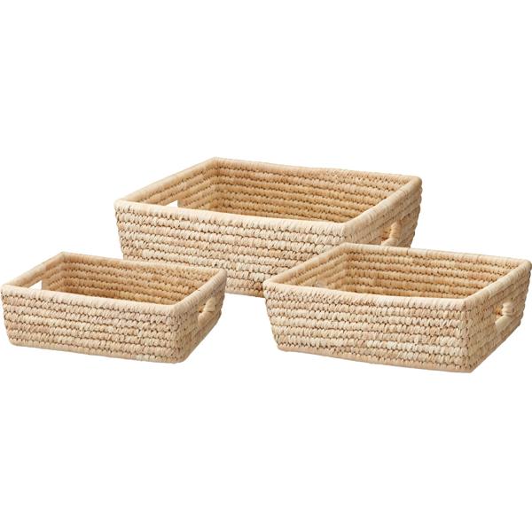 Set de paniers de rangement 3 pièces, rectangulaires, robustes avec poignées pour salle de bain, étagère, chambre et bureau – Organisation facilitée !