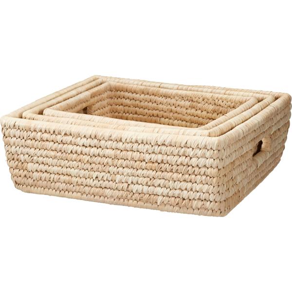 Set de paniers de rangement 3 pièces, rectangulaires, robustes avec poignées pour salle de bain, étagère, chambre et bureau – Organisation facilitée !