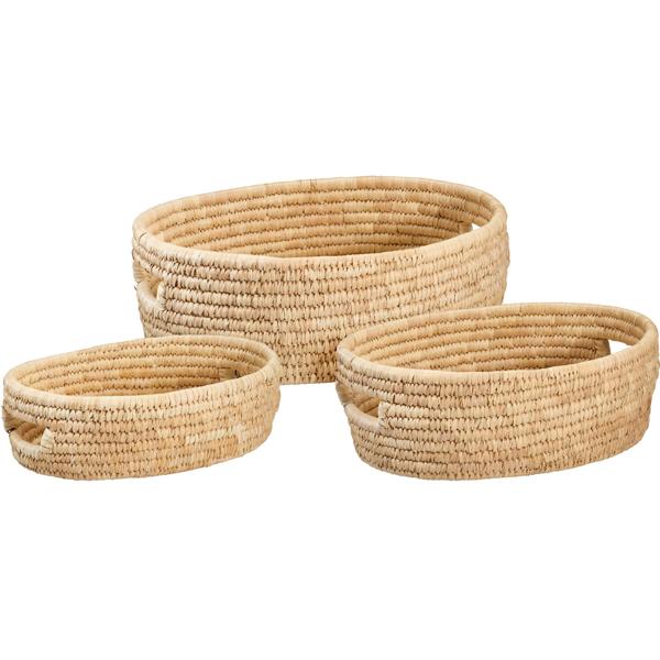 Trendy 3-piece storage basket set, oval, sturdy with handles for bathroom, shelf, bedroom & office – organizing made easy!