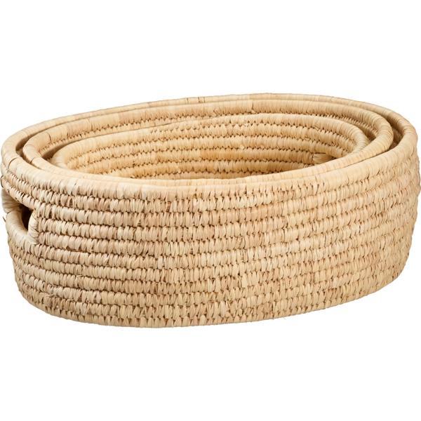 Trendy 3-piece storage basket set, oval, sturdy with handles for bathroom, shelf, bedroom & office – organizing made easy!